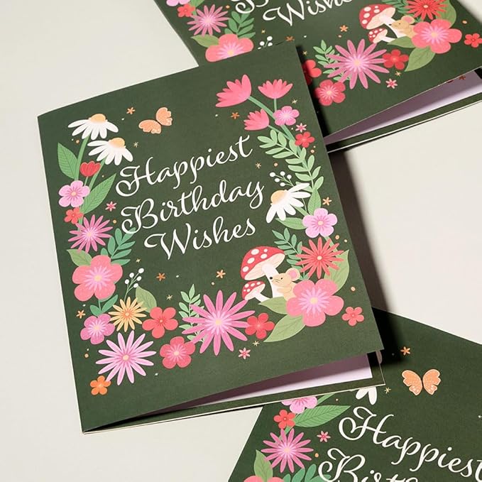 Lovepop Plushpop Soft Animal Pop-Up Card for Her and Him - 3D Birthday Mouse Greeting Card for Boys, Girls, Men, Women - Happiest Birthday Wishes' Floral Field - 6" x 8" Card