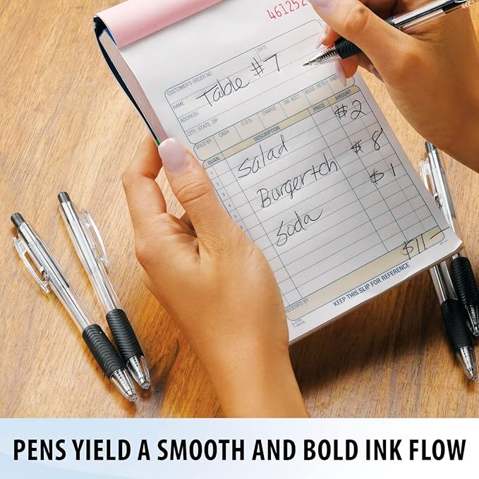 Inc. ClipClicks Retractable Ballpoint Pens - Bulk 1.0-mm Medium-Point Pen Set With Comfort Grip for School, Office, Writing, and Journaling, 75 Count, Black