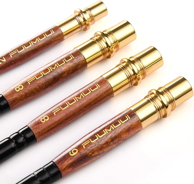 Sable Travel Watercolor Brushes, Fuumuui 4pcs Elegant Kolinsky Sable Watercolor Travel Brushes Travel Watercolor Kit with Leather Pouch Perfect for Watercolor Gouache Ink Painting