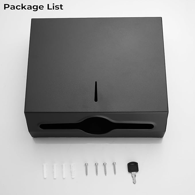 Commercial Paper Towel Dispenser for Multifold - Paper Towel Dispenser Wall Mount, Large Capacity Stainless Steel Tissue Holder, Suitable for Bathrooms and Public Places, Matte Black