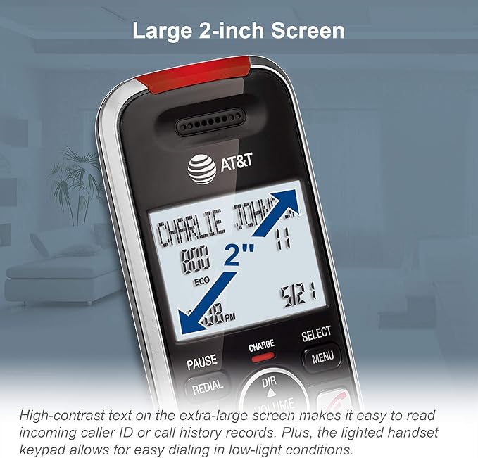 AT&T BL102-3 DECT 6.0 3-Handset Cordless Phone for Home with Answering Machine, Call Blocking, Caller ID Announcer, Audio Assist, Intercom, and Unsurpassed Range, Silver/Black