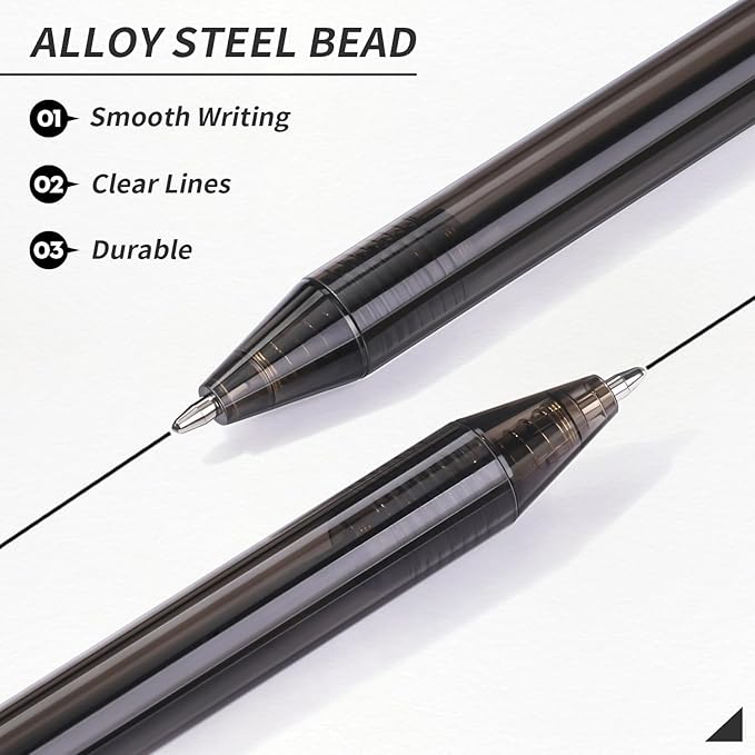 Pens Bulk, Black Pens, 60Pack Ballpoint Pens for Smooth Writing Pens No Smear, Black Ink Pens Medium Point 1.0mm, Retractable Pens, Click Pens, Ball Point Pens, Server Pens, School Office Supplies