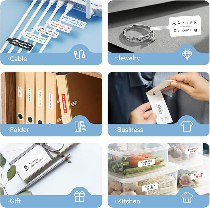NIIMBOT Thermal Transfer Labels 0.55''x1.97'', Only for B18 Label Maker, PET Material, Waterproof and High-Temperature Resistance, Long Storage Time, White(14x50mm-125)