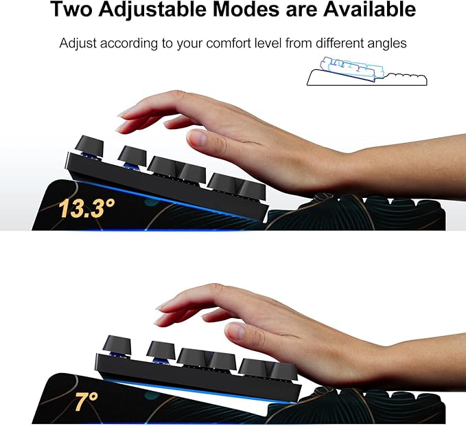 Computer Keyboard Stand with Wrist Rest,Comfy Ergonomic Tilted Keyboard Holder,Keyboard Tray Support for Office Home (Green Flowers)