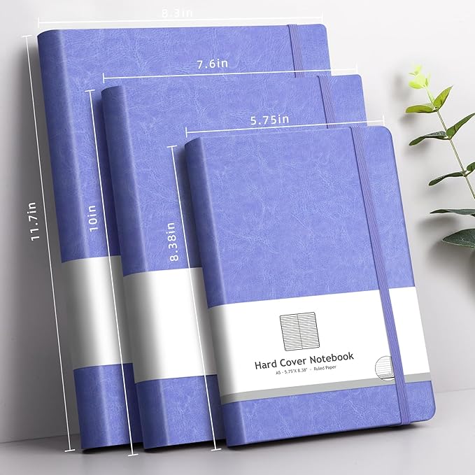 AHGXG College Ruled Notebook A4-320 Pages Large Journal 8.5''×11'', Thick Notebooks for Note Taking, 100gsm Thick Paper, Leather Softcover, for Women Men - Purple