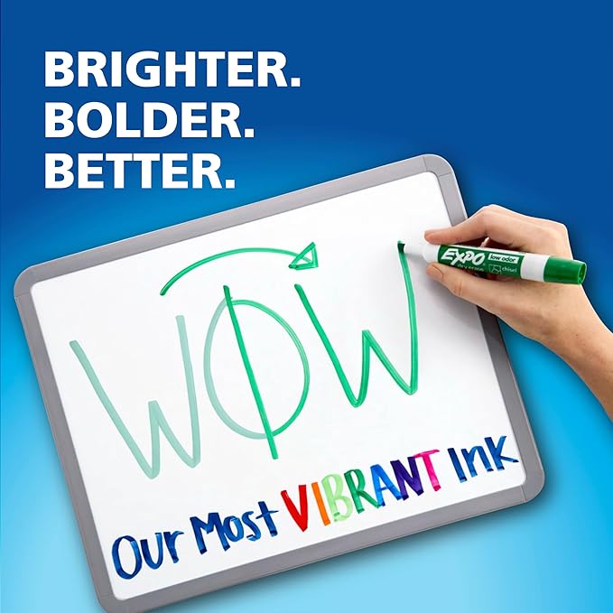 EXPO Fine-Tip Low-Odor Ink Dry Erase Markers, Assorted Vibrant Colors, Pack of 36 Markers for Classrooms, Offices & Homes