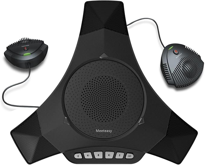 MVOICE8000 EX-B Bluetooth Conference Speakerphone with 2 Expandable Microphones for Web conferencing,360° &16ft Voice Pickup Range,Noise Reduction,Echo Cancellation