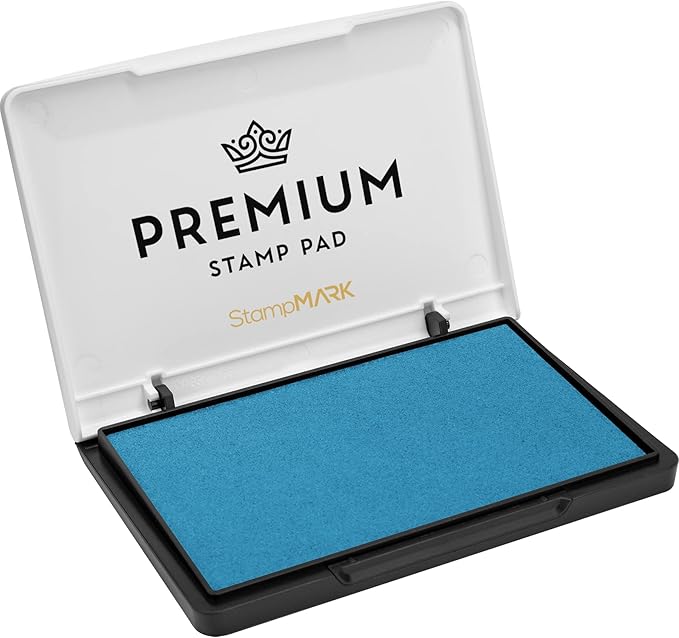 Premium Stamp Pad Medium Size 3" x 4" - for Traditional Rubber Stamps - Felt Pad Light Blue Color