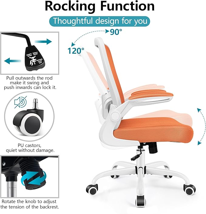 FelixKing Office Chair, Ergonomic Desk Chair Breathable Mesh Chair with Adjustable High Back Lumbar Support Flip-up Armrests, Executive Rolling Swivel Comfy Task Computer Chair for Home Office