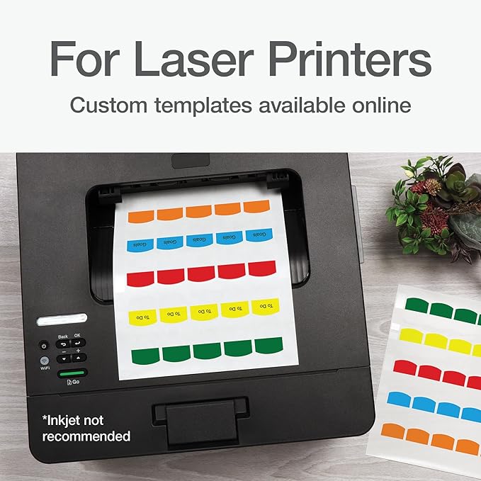 Redi-Tag Laser Printable Tabs, Permanent Index Tabs, Customizable Adhesive Labels, Assorted Primary Colors, 1.125" x 1.25", 375 Per Pack (1006556)