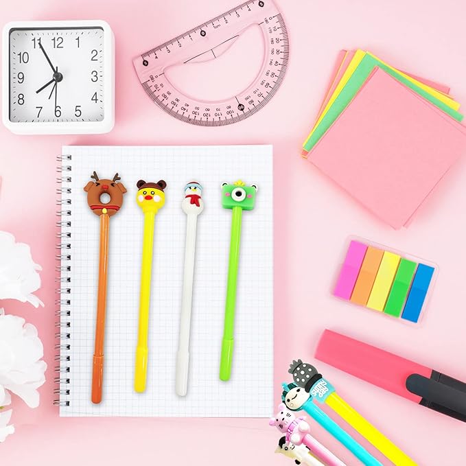 70 Pieces Cute Cartoon Gel Ink Pens,Random Novelty Kawaii Pens,Cool Assorted Styles Writing Pen for Kids,School Office Home Supplies,Gift