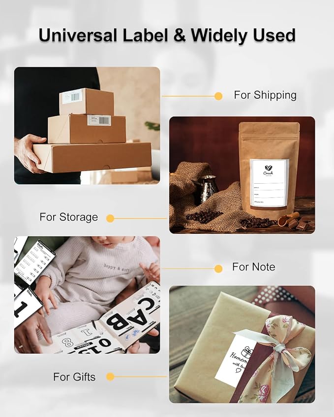 4x6 Thermal Label Printer Paper, Fan-Fold Shipping Labels,Water/Oilproof Adhesive Thermal Shipping Label Stickers Compatible with USPS, Shopify, Amazon, Etsy, Ebay, DHL, UPS- 100 PCS White