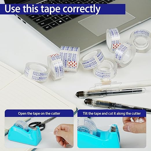 COSIMIXO 48Rolls Crystal Clear Tape Refills for Dispenser, 3/4Inch x 1000 inch,Bulk Transparent Tape,Office Stationery Tape for Home and School