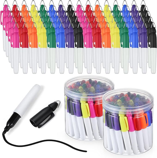 Ctosree 80 Pcs Mini Markers for Nurses Badge Mini Markers with Golf Keychain Clips Golf Ball Point for Office Classroom Supplies(Permanent)