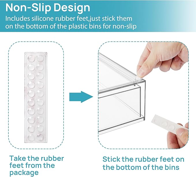 Vtopmart 12.1''W Clear Stackable Storage Drawers,4 Pack Acrylic Plastic Organizers Bins for Makeup Palettes, Cosmetics, and Beauty Supplies,Ideal for Vanity, Bathroom,Cabinet,Desk Organization