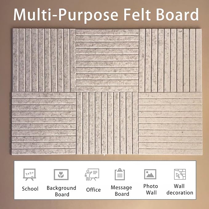 KEYIDE 8Pack Large Cork Boards for Walls, 12"x12" Felt Pin Board for Wall, Bulletin Board Tiles for Office Wall Decor (Beige)