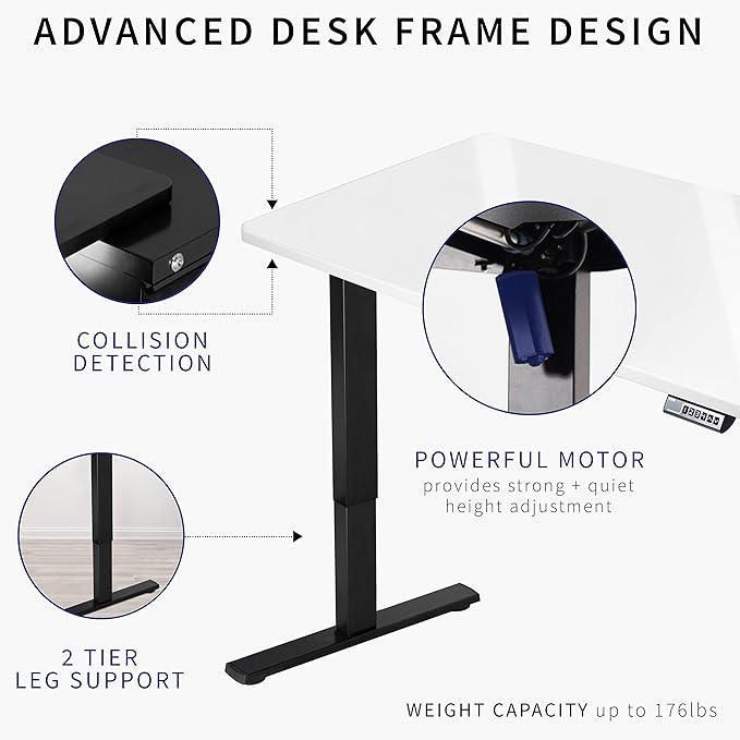 VIVO Electric Dry Erase 60 x 24 in Standing Desk, Memory Height Adjustment, 1B Series, White Marble Pattern Top, Gray Frame, DESK-KIT-1G6WM