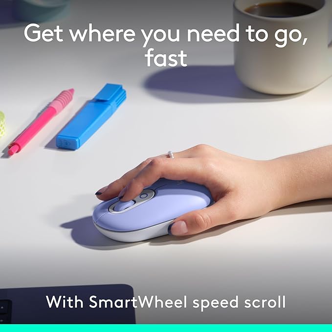 Logitech POP ICON Combo, Bluetooth Keyboard and Mouse Combo, Comfortable Typing, programmable Keys and Buttons, Quiet clicks, Easy-Switch up to 3 Devices - Lilac