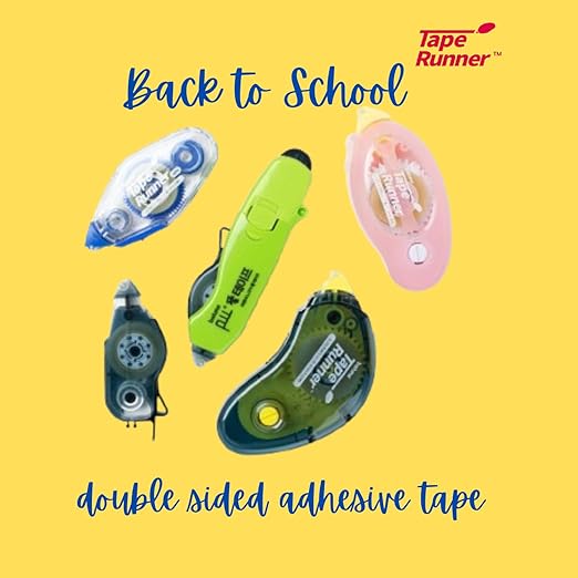 Tape Runner - Double Sided Adhesive with Dispenser Roller Included - Acid Free, Sticky, Clear & Transparent - Ideal for Scrapbooking, Crafts & More - Boomerang (417 inches per cartridge), 5 Cartridges
