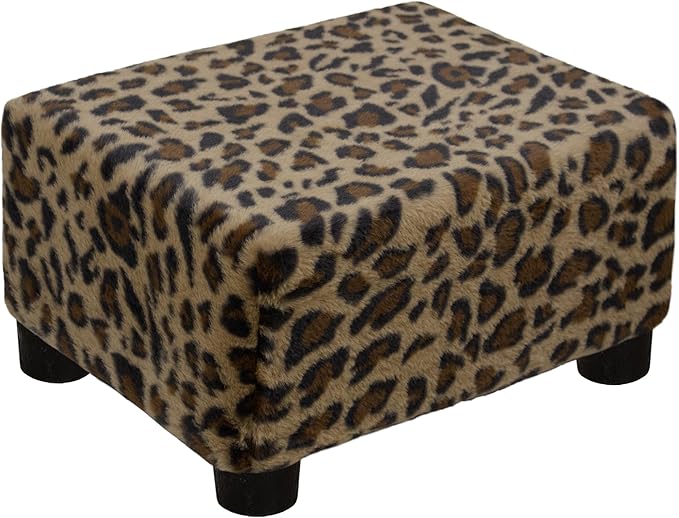 CAROLMADE Small Foot Stool Ottoman Footstool with Legs Under Desk Footrest for Living Room Bedroom and Office, Faux Fur Brown