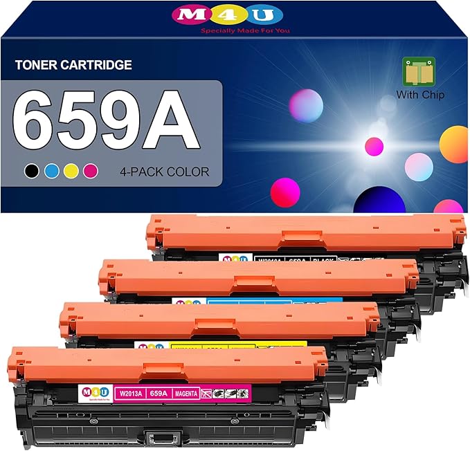 659A Toner Cartridges 4 Pack(with Chip) Remanufactured Compatible with 659A Toner Cartridges for MFP M776 M856x M856dn M776z M776dn M776zs Printer(Black, Cyan, Magenta, Yellow
