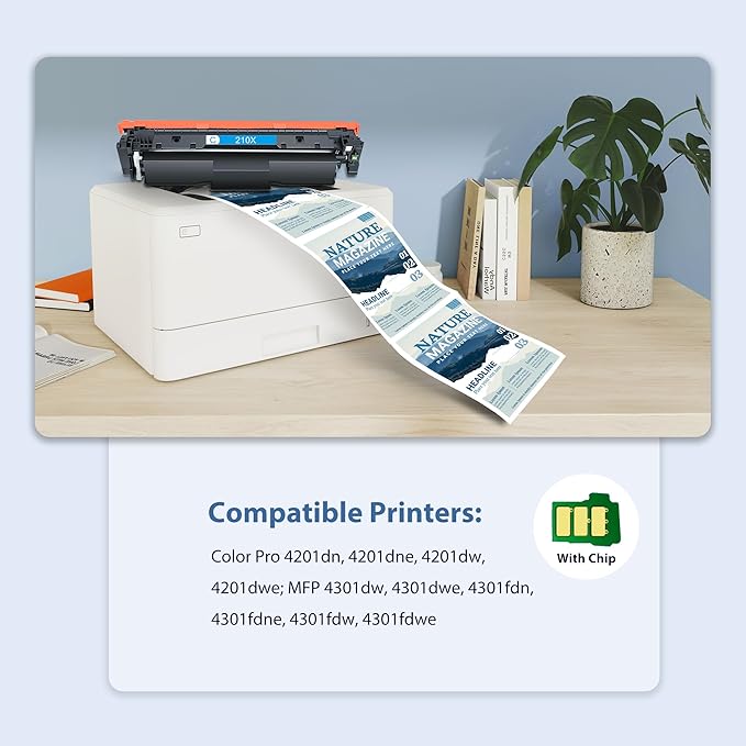 210X Toner Cartridges Compatible for 210X High Yield 210A Set for Color LaserJet Pro 4201dn 4201dne 4201dw 4201dwe MFP 4301dw 4301dwe 4301fdn 4301fdne 4301fdw 4301fdwe Printer(4 Pack, BK/Y/M/C)