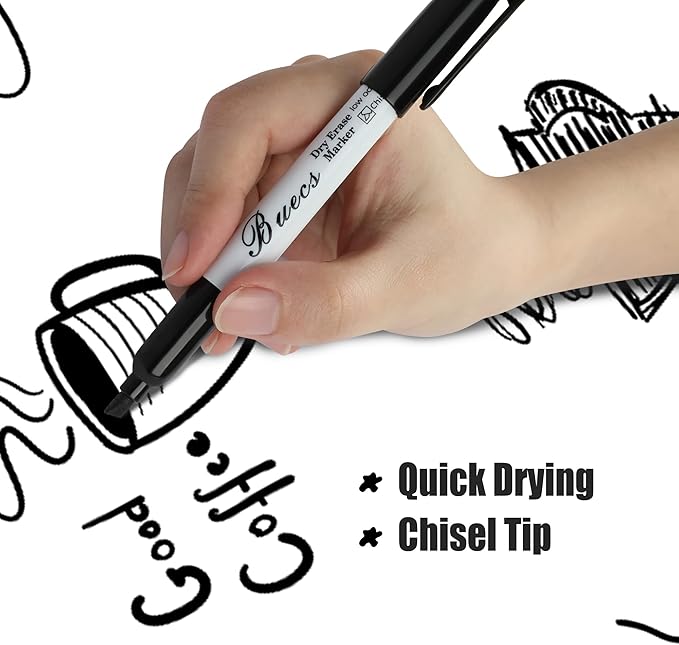 Black Dry Erase Markers, Low-Odor, 108 Count, Chisel tip, Perfect for Writing on Whiteboards, Dry-Erase Boards, Glass, School Office Supplies
