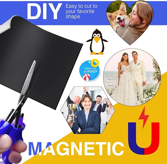 Printable Magnetic Paper,Non Adhesive,12 mils Thick Magnet Glossy Sheets for Inkjet Printer in Office,5 Sheets Flexible Magnetic Printer Photo For DIY
