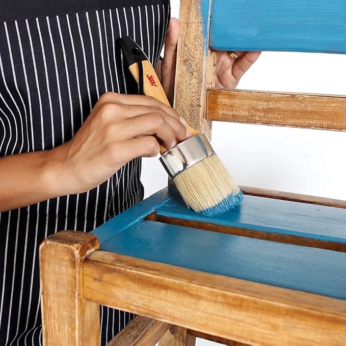 Chalk Wax Paint Brush 4PCs Set Including 3 Small for Furniture Painting and 1 Large Bristle Paint Brushes Set Compatible with Annie Sloan Paint, Fusion Mineral Paint