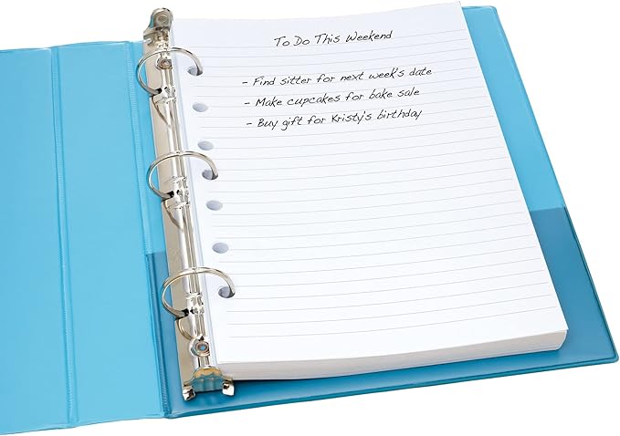 Avery Mini Binder Filler Paper for 3 Ring Binders or 7 Ring Binders, College Ruled, 5.5" x 8.5", 100 Sheets (14230)
