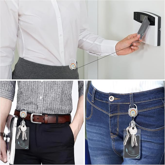 Autism Awareness Badge Reel Retractable Heavy Duty with 360°Swivel Carabiner Clip, Cute Be Kind Rainbow ID Badge Holder Retractable, Nurse Teacher ID Card Holder Retractable Keychain Name Badge Clip