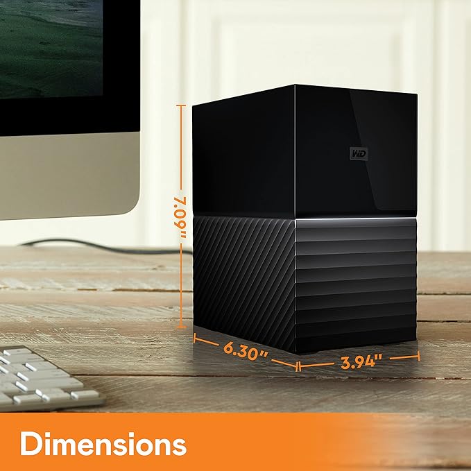 Western Digital 24TB My Book Duo Desktop RAID External Hard Drive HDD, USB 3.1, With Password Protection and Auto Backup Software - WDBFBE0240JBK-NESN