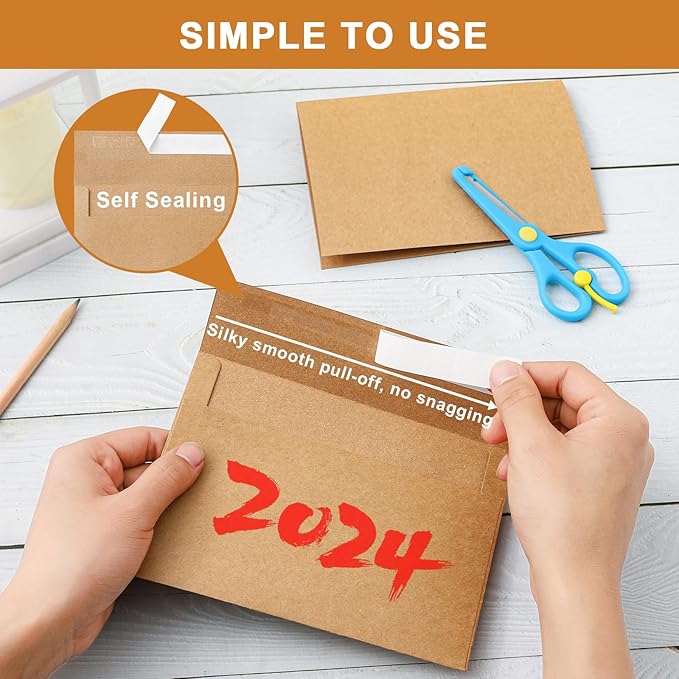 Brown Blank Note Cards and Envelopes 4 x 6 Heavyweight Folded Cardstock and A4 Envelopes Printable Self Seal 20 Packs for DIY Wedding Invitations, Party, Thank You Cards, Greeting Cards