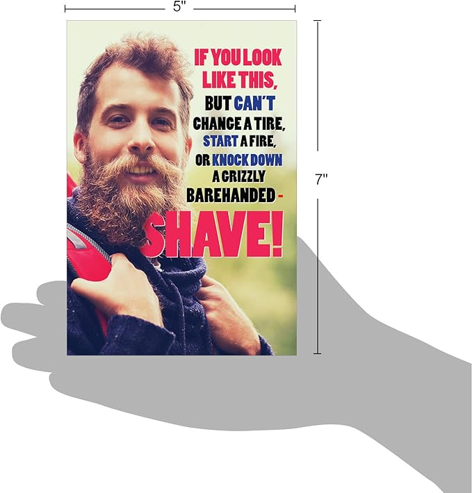 NobleWorks - Hilarious Birthday Greeting Card with 5 x 7 Inch Envelope (1 Card) Bday Bearded Man C2570BDG