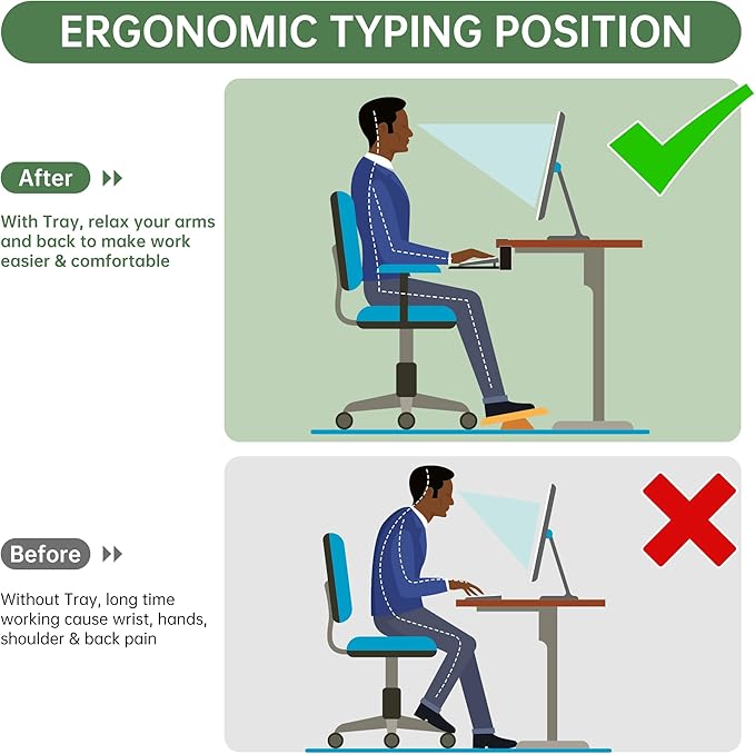 Extra Large Keyboard Tray Under Desk - Slide Out with Sturdy C-Clip Mount System, 31.5" (35.8" Including Clamps) x 11.8" Put-Out Keyboard Tray Computer Drawer, Rustic Vintage Brown