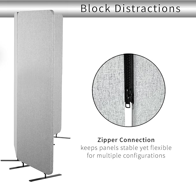 VIVO Freestanding 72 x 56 inch Privacy Panel, Cubicle Divider, Acoustic Wall Partition, x3 24 inch Panels, Gray, PP-3-S072G