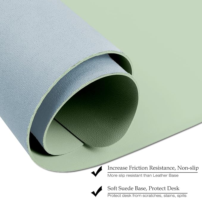Boutilon Leather Desk Pad 47"x 24" Non-Slip Mouse Pad,Business Desk Pad,Extended Table Protector for Keyboard and Mouse,Desk Writing Pad for Office Home Working Decor (XXXL-Green)