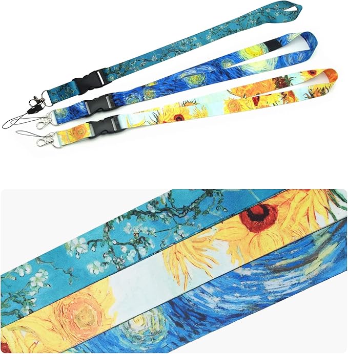 3Pack Detachable Lanyard with ID Badge Card Holder Silky Keychain Lanyards Keys Neck Strap with Metal Lobster Clip Clasp and Charm Hard Card Case for Women Men Adults (3)