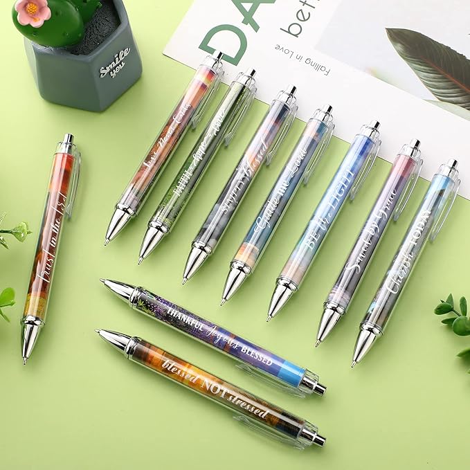 Tinlade 10 Pcs Christian Pens for Women Religious Ink Pens Easter Gifts Inspirational Quotes Bible Verse Ballpoint Funny Office Supplies for Women Men Coworker(Landscape)
