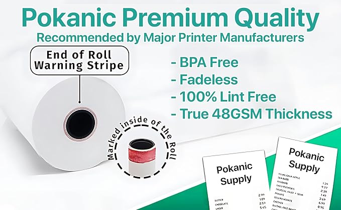 3" x 150' 1 Ply Bond 10 Rolls White Paper Kitchen Receipt POS System Cash Register Compatible with Clover Epson SNBC Star Sam4s Ellix Bixolon Impact Printers SP700 ERC30 34 38 (10 Rolls)