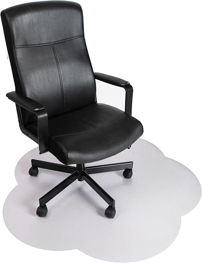 DESKU Flower Power Desk Chair Mat – Heavy-Duty PVC Mats for Hard Floor Protection, Clear, 48 x 49 Inches, Made in The USA