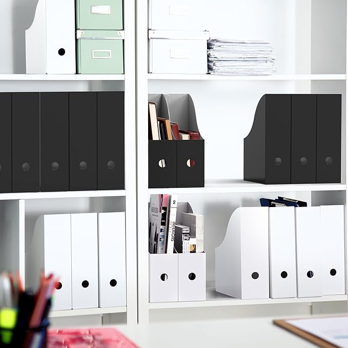 Simple Houseware White Magazine File Holder Organizer Box (Pack of 6)