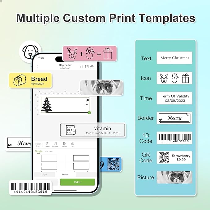 Nelko Label Maker Machine with Tape, P21 Bluetooth Label Printer, Wireless Mini Label Makers with Multiple Templates for Organizing Office Home, Purple