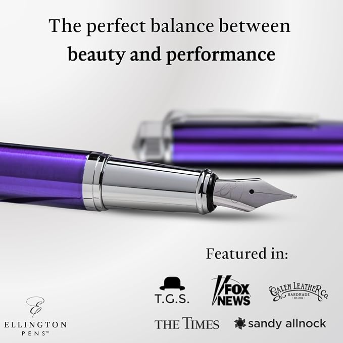 Luxury Fountain Pen Set- Fountain Pens for Writing - Smooth Fine Nib - Includes Refillable Ink Converter, 3 Ink Cartridges [Black & Blue], Gift Box - Elegant Calligraphy