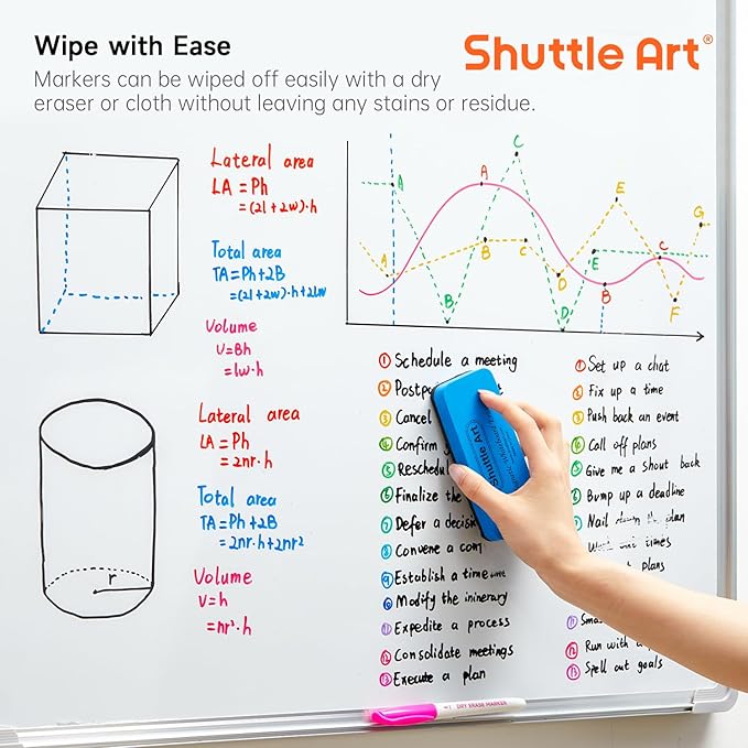 Shuttle Art Dry Erase Markers, 12 Colors 144 Bulk Pack Whiteboard Markers, Fine Point Dry Erase Markers Perfect for Writing on Dry Erase Whiteboard Mirror Glass for School Office Home