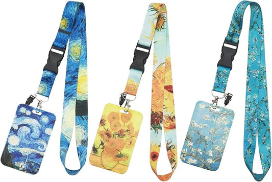 3Pack Detachable Lanyard with ID Badge Card Holder Silky Keychain Lanyards Keys Neck Strap with Metal Lobster Clip Clasp and Charm Hard Card Case for Women Men Adults (3)