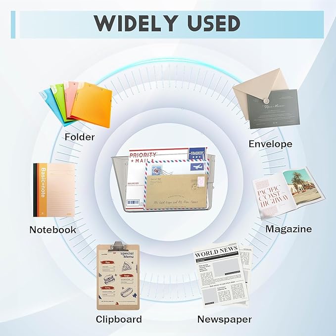 4 Pack Clear Acrylic Single Pocket, Plastic Hanging Wall Mount File Holder for Office Home, Black