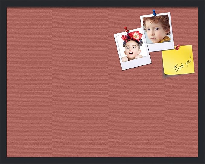 PinPix 28x22 Inch Cork Bulletin Board. This Decorative Framed Pin Board Comes with Crimson Pastel Design and a Satin Black Frame. Ideal for Home Office Decor or Message Board (PinPix-1807)