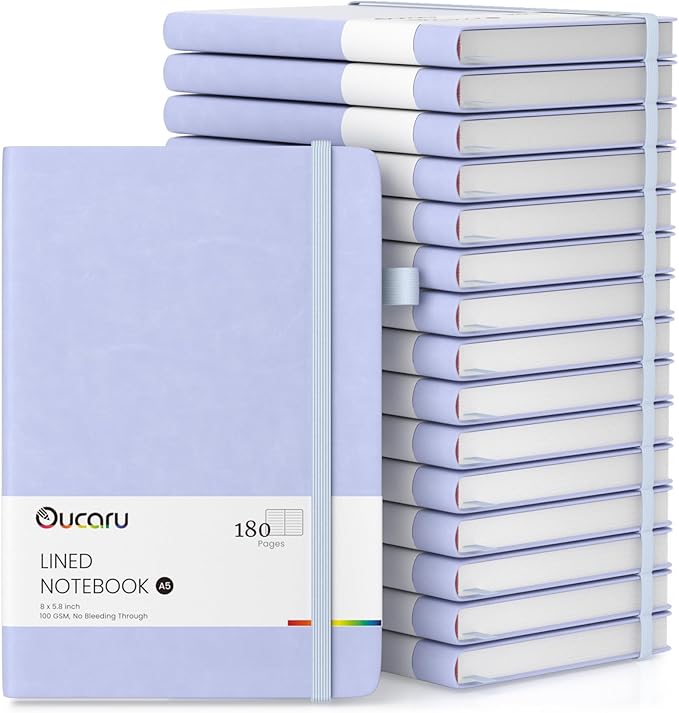 Lined Journal Notebook, 16 Pack, 180 Pages, A5 Journals for Writing, 100 GSM Thick Paper, Small Notebooks Daily Journal for Women Men Work, Business, School, Travel Supplies