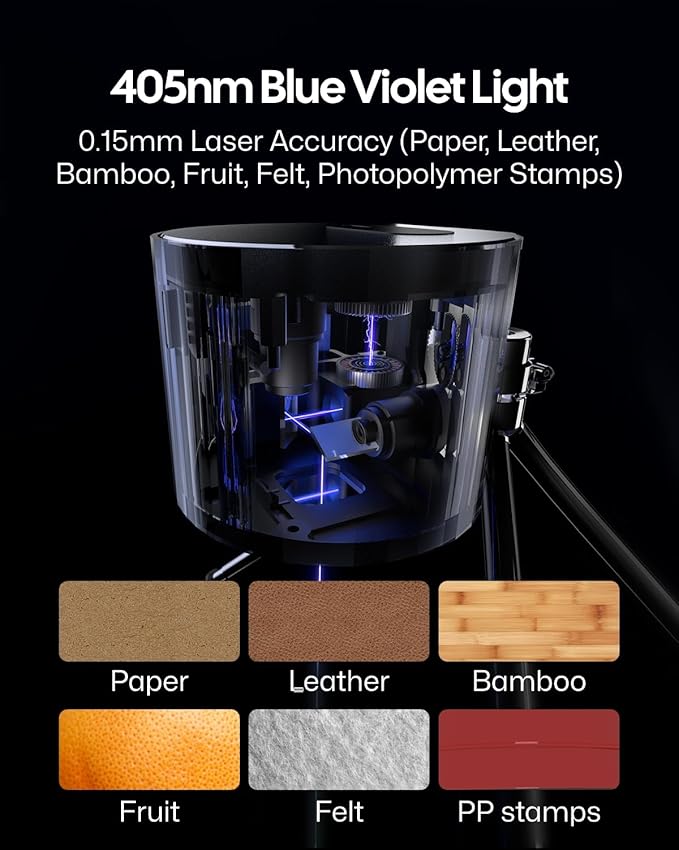 LaserPecker LP1 Pro Laser Engraver for Beginners, Mini Portable Laser Engraving Machine for Wood/Leather/Felt, 190g Lightweight, 10,000+ Hour Lifespan, Laser Safety Glasses Included, Basic Set
